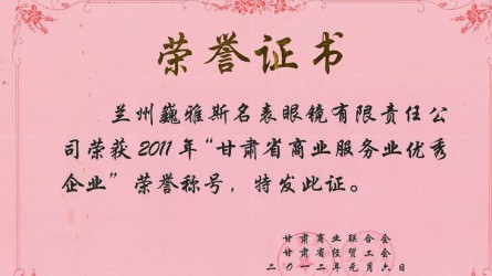 甘肅省商業(yè)服務業(yè)優(yōu)秀企業(yè)